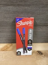 SHARPIE Felt Tip Pens, Fine Point (0.4mm), Blue, 12 Count New