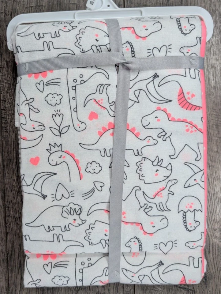 女宝宝全新 Carter's 4PK 粉色恐龙接收毯套装罕见 — 第 2/2 张图片