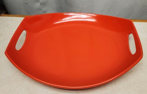 1 Dansk Classic Fjord Chili Red 14" Oval Handled Platter 11 3/4" x 14" Mint Cond - Afbeelding 1 van 11