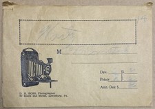 Antique photo envelope paper early 20th bi fold DH Ross Lewisburg PA holds 6X4