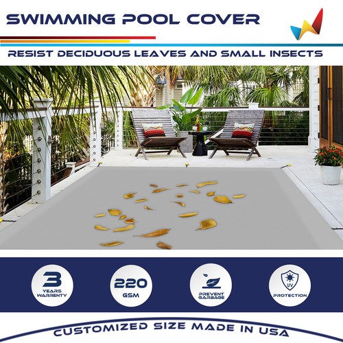 Winter Pool Cover Rectangle Heavy Duty Safety Inground Swimming Pool Cover Gray - Picture 5 of 10