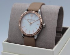 New Authentic Michael Kors Layton Silver Brown Leather Mop Women's MK2910 Watch