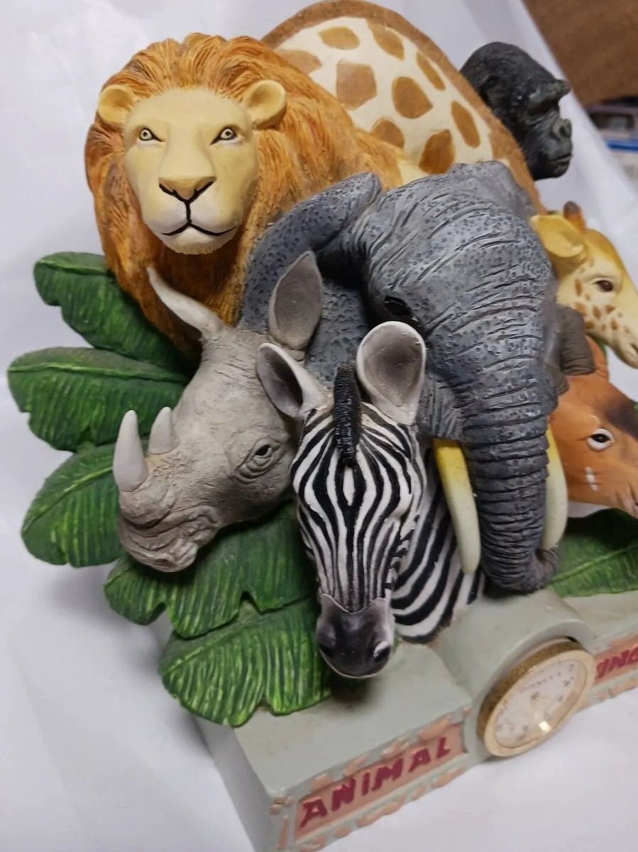 Rare Retired Disney Animal Kingdom Clock Animal Sculpted Heads