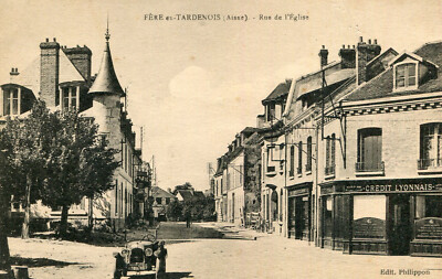 Karte FERE EN TARDENOIS Rue de l'Eglise Le tacot face au Crédit Lyonnais Banque