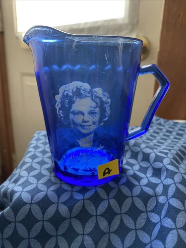 Vintage Shirley Temple Cobalt Blue Depression Glass 4.5" Pitcher Creamer 