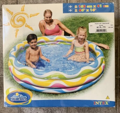 New Intex The Wet Set #56440 66  x 16  Swimming Pool 3-Ring Kiddie Pool Blow Up
