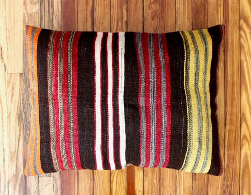Decorative Handmade Turkish Kilim Floor Pillow Cover 22x28 Kilim Floor Cushion - Picture 9 of 10