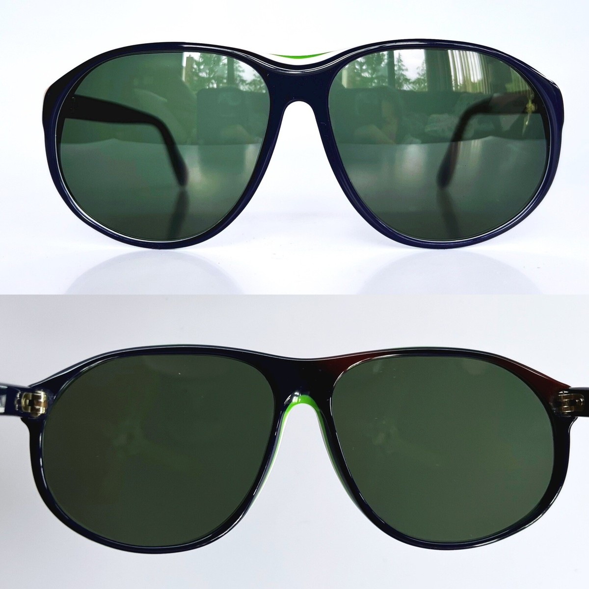 Vintage B&L RayBan USA Arcadia Navy Blue White Green 70s G15  display picture 1