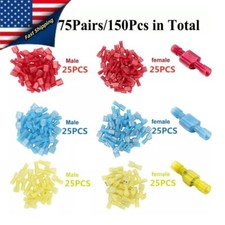 150PCS Fully Insulated Nylon Quick Splice Spade Wire Crimp Terminals Connectors