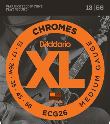 D'Addario ECG26 Chromes Flat Wound Medium 13-56 Electric Guitar Strings