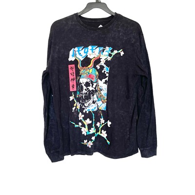 Original Gravity Mens Graphic T-Shirt  Size Large Skeleton Print Long Sleeve 