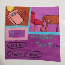 6x6 Inch Acrylic Painting Impressionism  Original Art Title 11:11 Wish Time A1