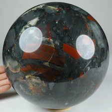 7.2" African Bloodstone Hand Carved Crystal Ball/Sphere, Crystal Healing