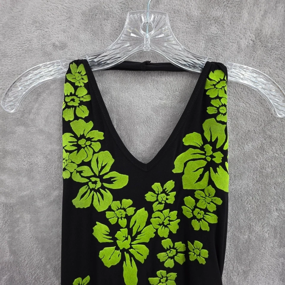 Vestido Halter Asimétrico Celine Champion L Negro Verde Floral Coco Niña Y2K Foto 4 de 4
