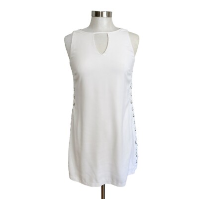 Cato SMALL Riviera White Side Lace Up Keyhole Neck Knee Length Sorority Dress | eBay Cato SMALL Riviera White Side Lace Up Keyhole Neck Knee Length Sorority Dress | eBay