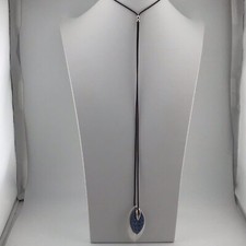 "Collar de Colección Años 90 Lariat Hoja de Metal Colgante Plata T Estilo Escandinavo Modernista 32""L"