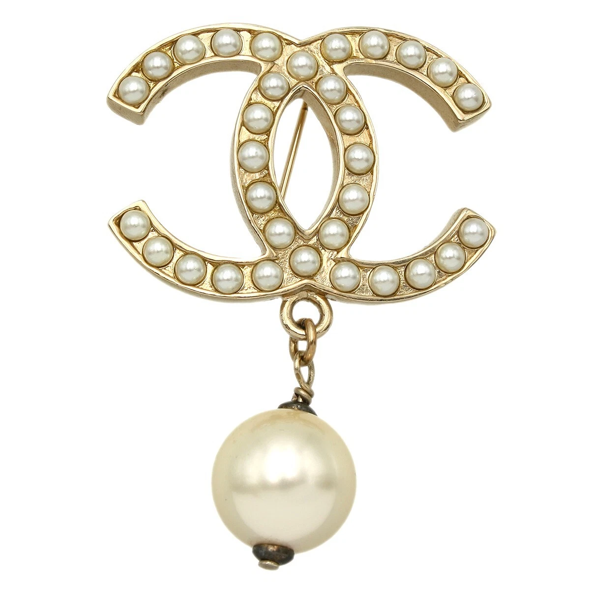 CHANEL Brooch COCO Mark metal/Fake pearl gold Women Used –