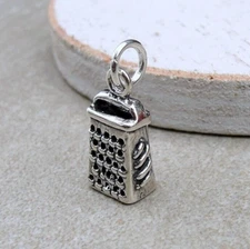 925 Sterling Silver Cheese Grater Charm - Food Charm - Chef Culinary Charm