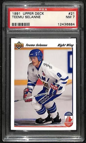 1991 Upper Deck Teemu Selanne Rookie RC #21 PSA 7 NM HOF Anaheim Ducks