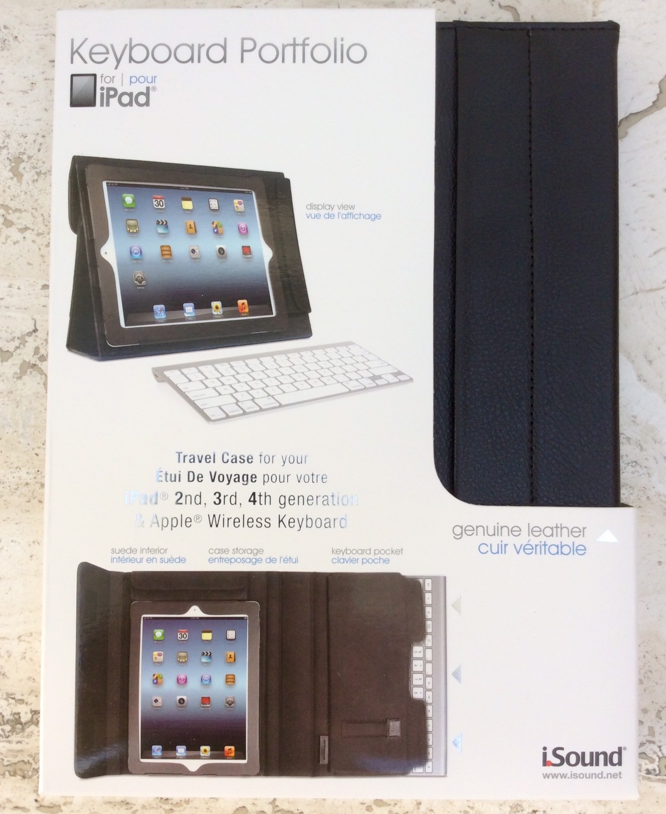 Genuine Leather iPad 2 3 4 Keyboard Case with Sleeve and iSound Built-in-image