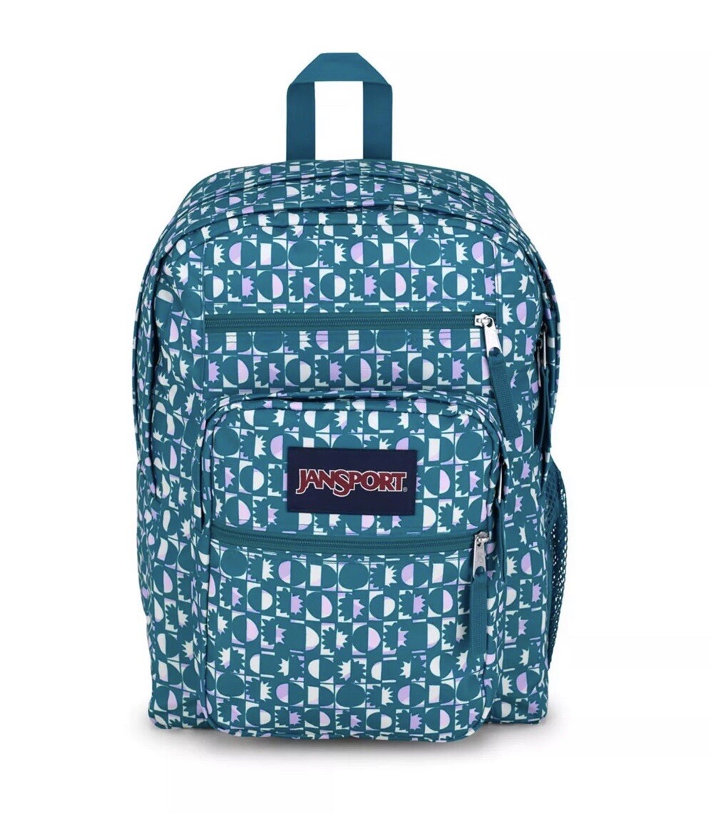 Jansport Big Student Backpack Girls Aqua Green Lavender School Bag Fits Laptop