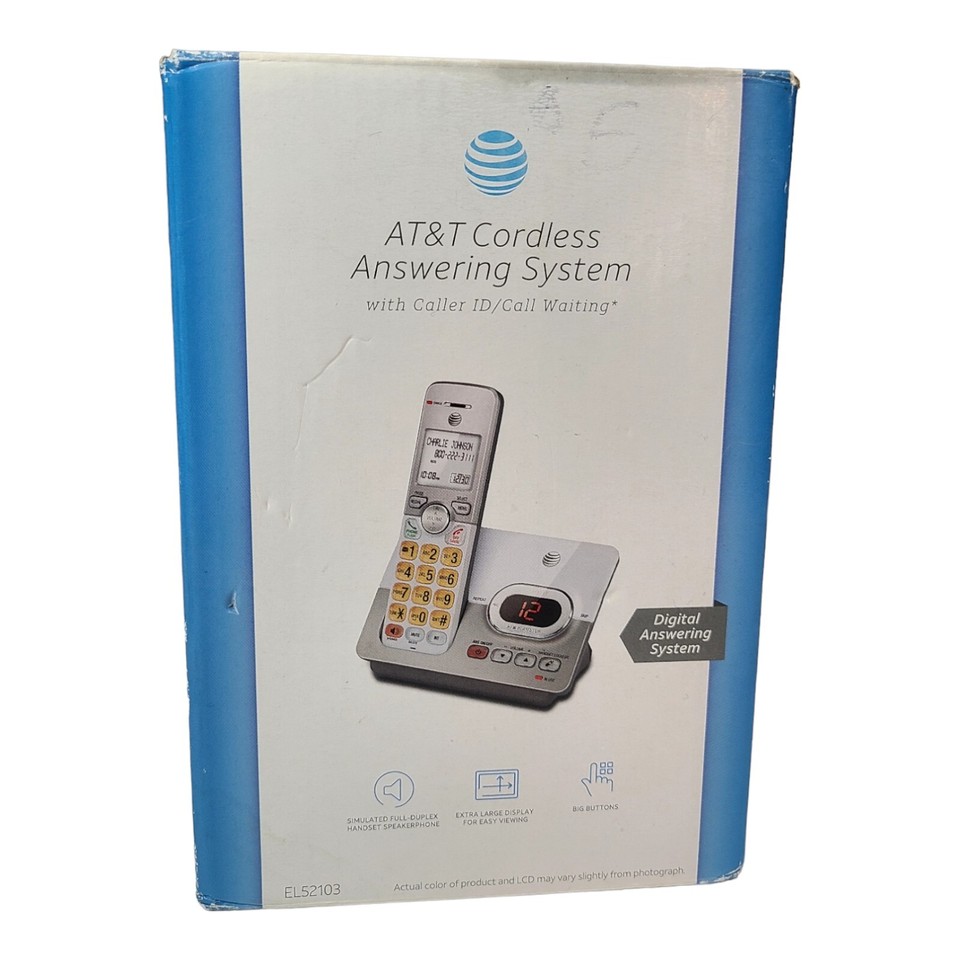 AT&T EL52103 Cordless Phone Digital Answering System w Caller ID and