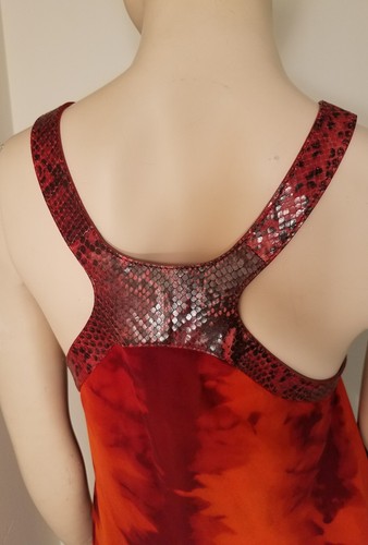 Michael Kors Silk Chiffon Red Snakeskin Strap Runway dress/maxi gown Italy sz 10 - Picture 7 of 12