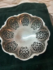 Vtg Silver Plate Compote Cut Lace Footed Candy Dish Fruit Bowl English N1137