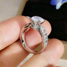 2 Ct Round Cut Lab Created Diamond Engagement Ring 14K White Gold Over
