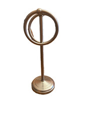 Brushed Silver Freestanding Countertop Vanity Hand Towel Holder Hanger 2 Rings