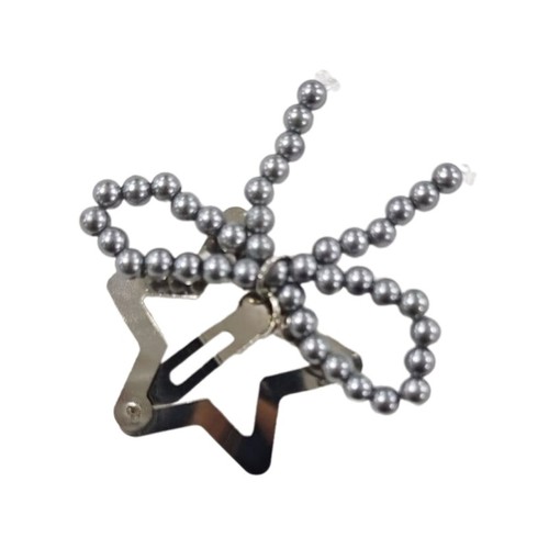 Bowknot Hairpin Stylish Metal Barrette Pearls Beaded Bow Hair Clip Accessory - Picture 10 of 20