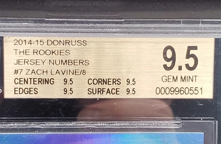 ZACH LAVINE 14-15 DONRUSS THE ROOKIES JERSEY NUMBERS RC 2/8 BGS 9.5 - Image 3 of 4
