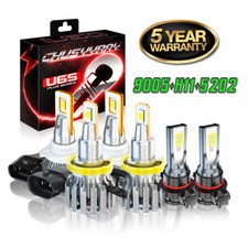 For GMC Sierra 1500 2500 3500 2007-2012 2013 LED Headlights + Fog Bulbs Kit