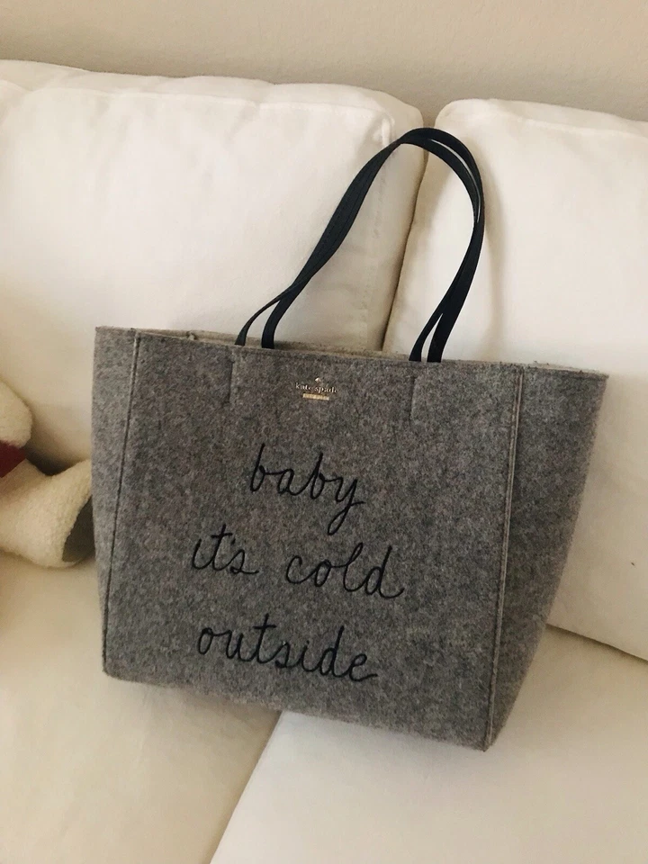 Bolso de Mano Kate Spade Baby It’s Cold Outside Gris Lana - Difícil de Encontrar Foto 2 de 4