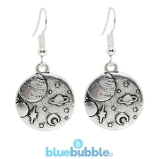 Bluebubble SPACE AGE Planet Earrings Alien Astronomy UFO Fun Novelty Galaxy Star