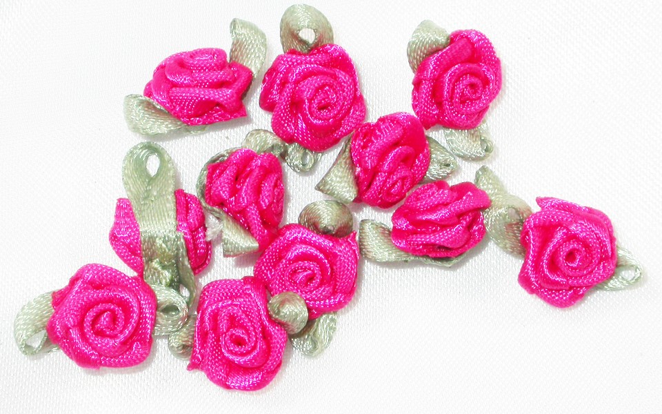 ROSE Mini Ribbon Roses Polyester Satin Ribbon 25 Pack lots of colors US ...