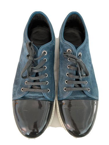 lanvin blue suede sneakers
