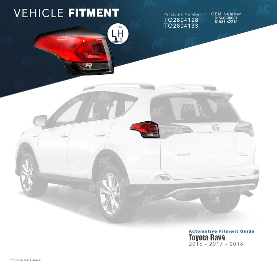 Conjunto de luces traseras TYC lado del conductor izquierdo para 16 17 18 Toyota RAV4 LH Foto 2 de 3