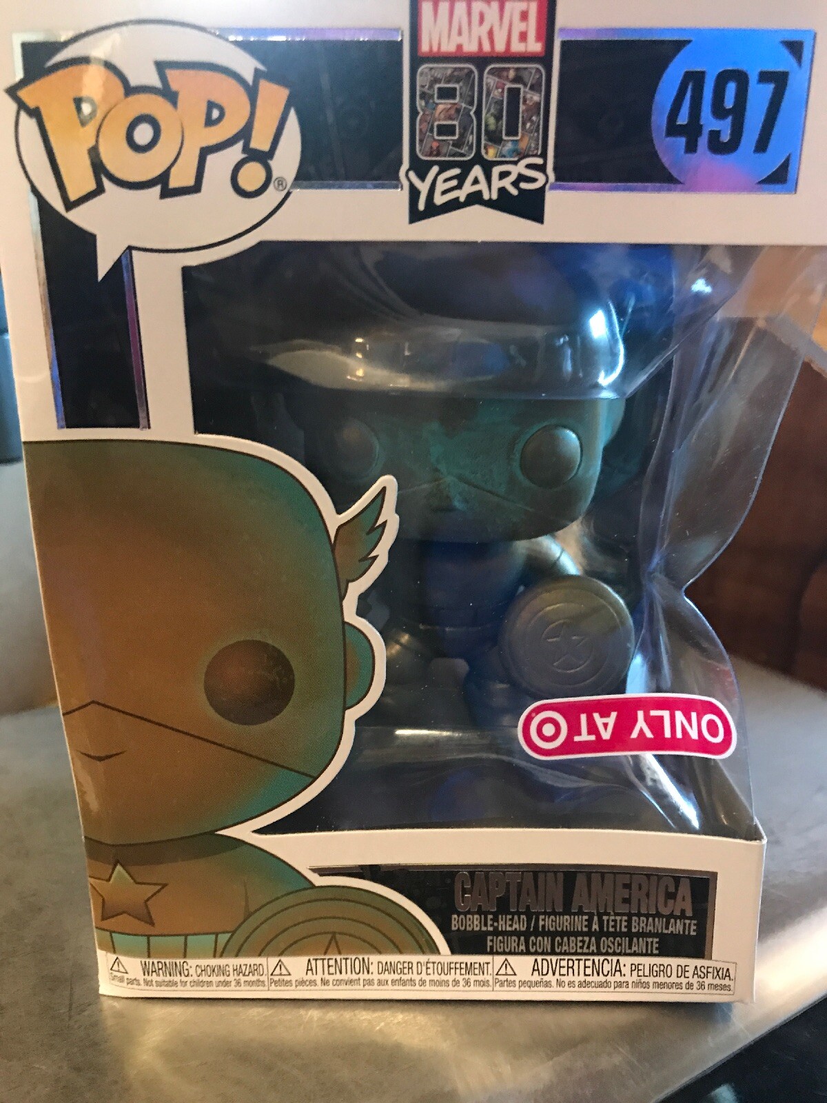 Funko Pop! Capitán América #497 Marvel 80 Aniversario Nueva Caja Dañada