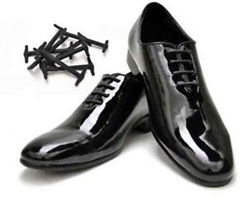 Elastic Smart Shoe Laces Silicone No Tie Black or Brown Office Adults Kids Shoes - Picture 3 of 12