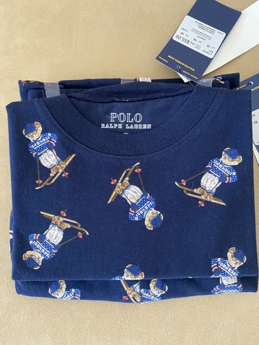 NWT Ralph Lauren Boys Blue Polo Bear Pajama Set Sz. 10