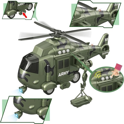 Friction Power Military Toy Boys Army Tank Helicopter Truck Lights Sounds Gift - Picture 5 of 5