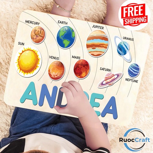 Animated Planet Puzzle, Personalized Puzzle, Space Name Puzzle, Solar System Toy