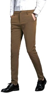 plaid&plain men's stretch dress pants slim fit skinny suit pants