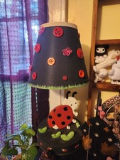 Ladybug Table Lamp Kids Decor Black Cone Shad...