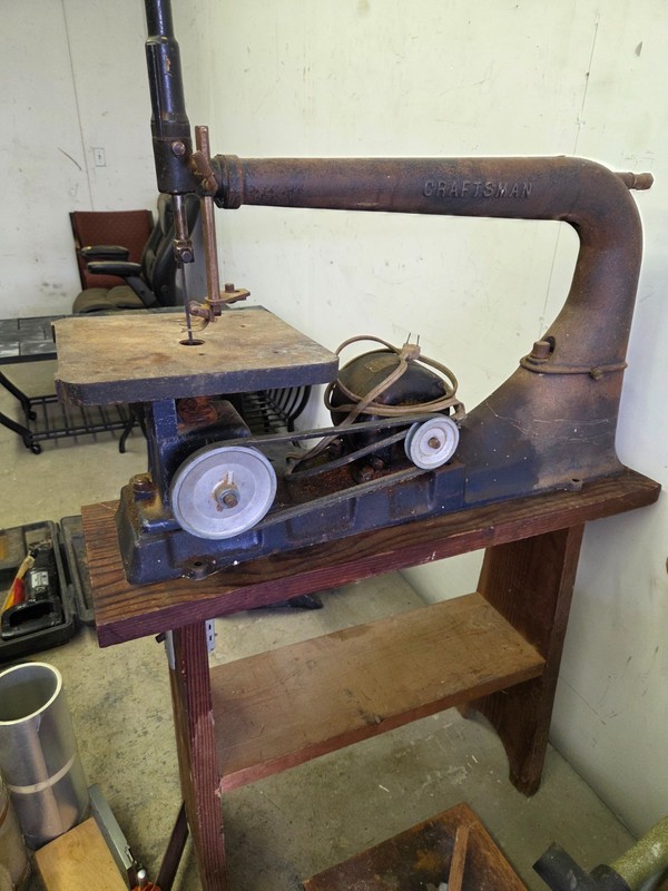 Antique / Vintage Cast Iron Craftsman 24" Scroll Saw on Wood Base