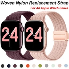 Breathable Magnetic Woven Nylon Loop Band for Apple Watch 12 11 10 9 SE/Ultra 4