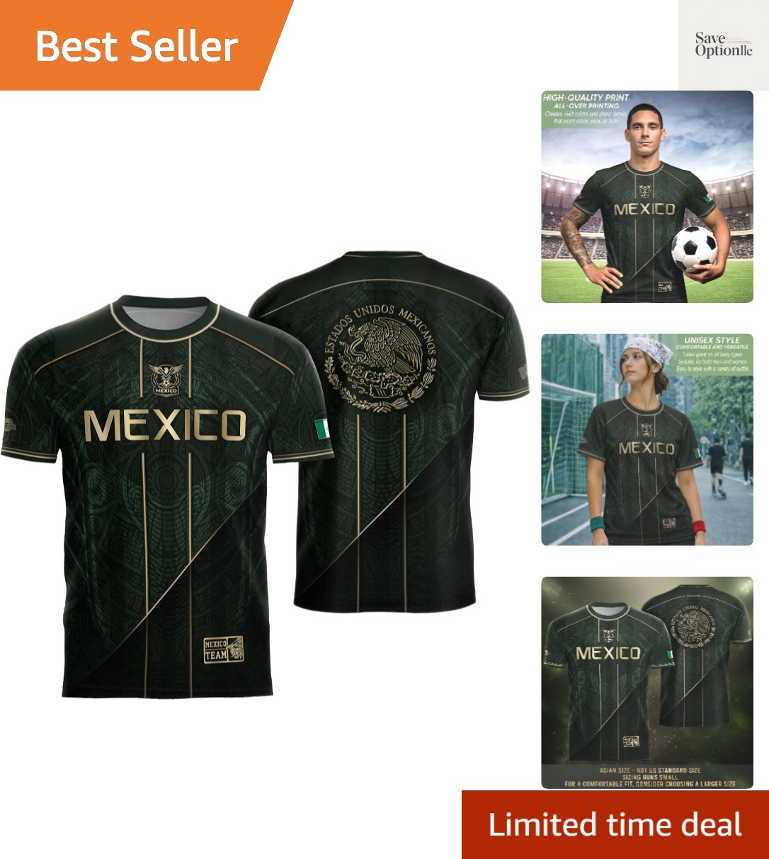 Breathable Men's Mexico Jersey - Short Sleeve, Comfortable Fit for Casual Wear