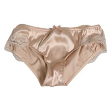 DOLCE & GABBANA slip mutandine intimo beige seta raso pizzo floreale IT3/M 18...