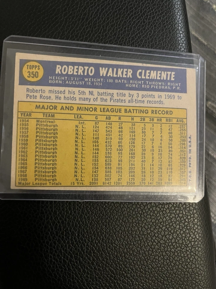 1970 Topps - Roberto Clemente #350 Foto 2 de 2